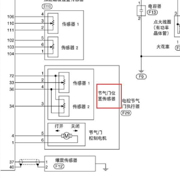 2007年日产轩逸节气门电路图