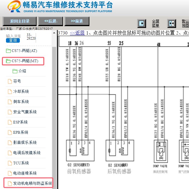 2017年长安汽车CS75发动机电路图