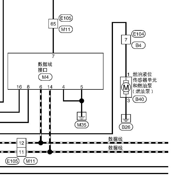 2011-2012年日产天籁VQ25DE发动机燃油泵电路图