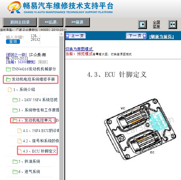 2011年众泰朗悦发动机针脚资料