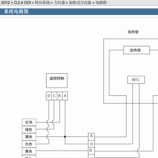 2012年现代胜达方向盘加热电路图