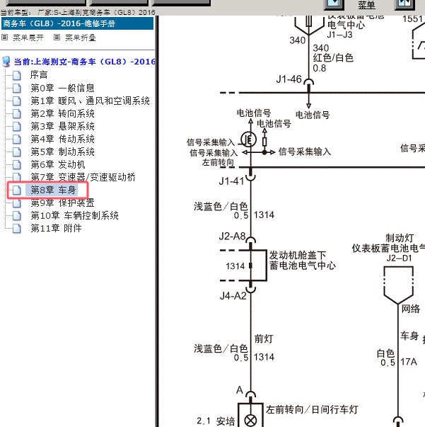 2016年上海别克-商务车（GL8） 灯光电路图