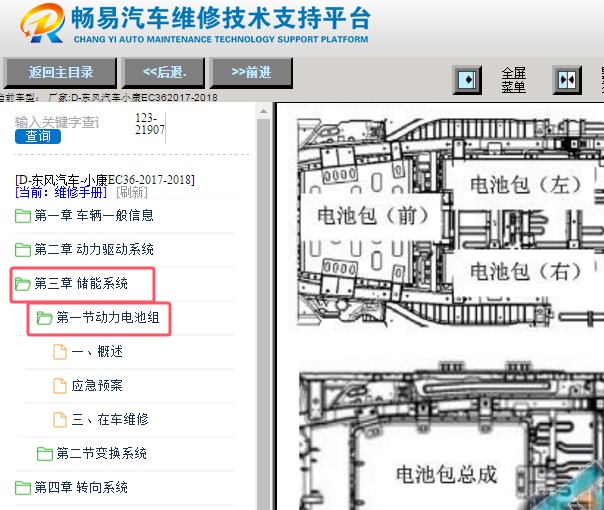 2017-2018年东风小康EC36动力电池位置资料