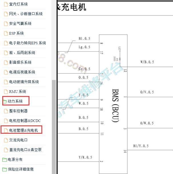 2018-2019年长安CS15EV电池管理电路图