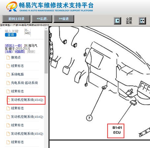2010-2013年海马骑士发动机电脑版位置
