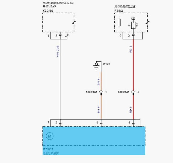 2023年奔驰E300L发动机电子水泵电路图