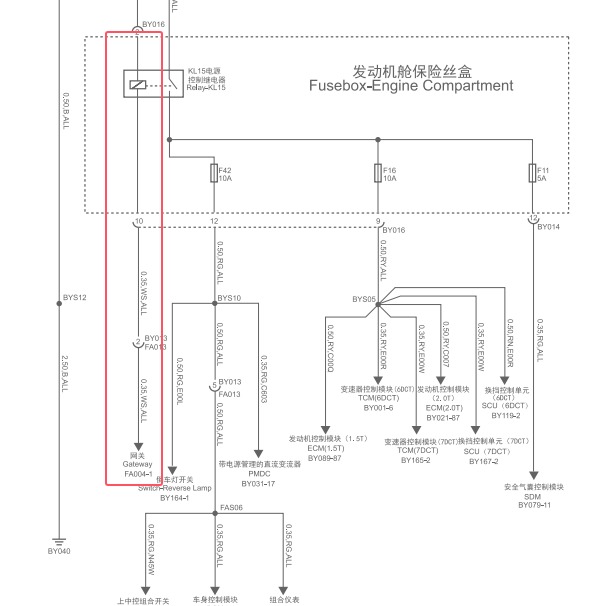 2016年名爵GS锐腾网关电源电路图