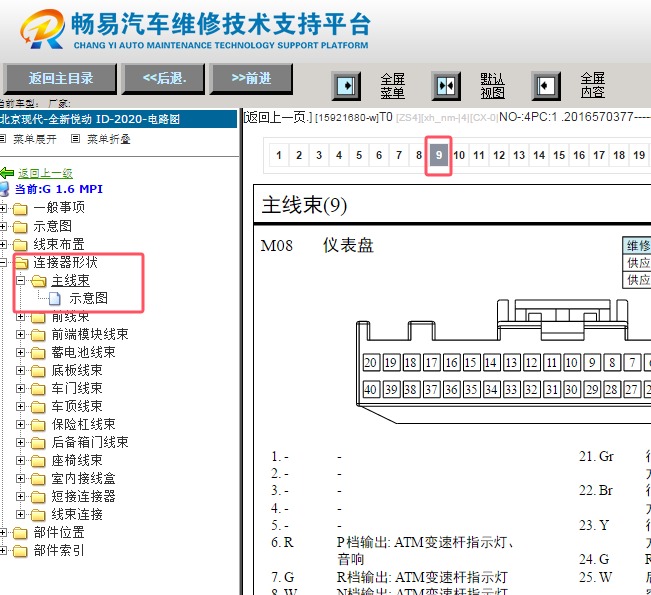 2020年现代悦动仪表针脚资料