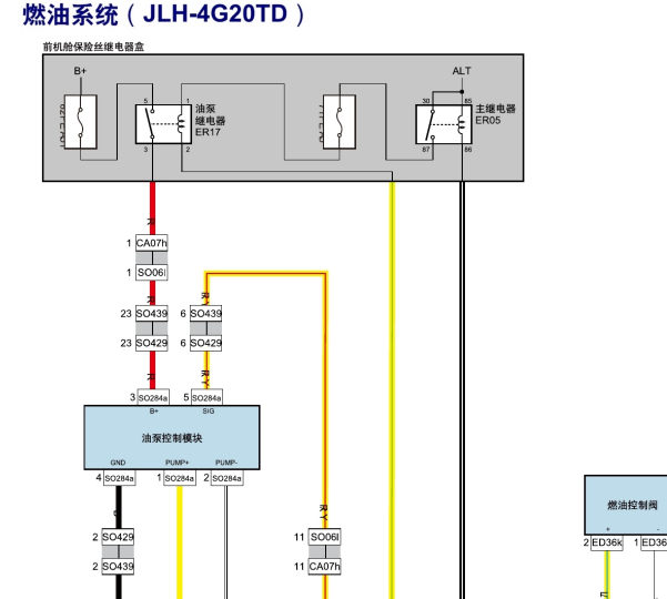 2021年吉利星瑞JLH-4G20TD发动机燃油系统电路图