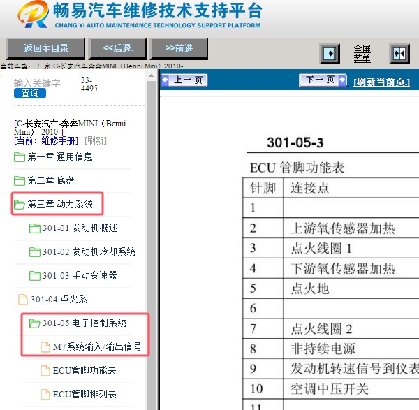 2010年长安汽车奔奔MINI 发动机针脚资料