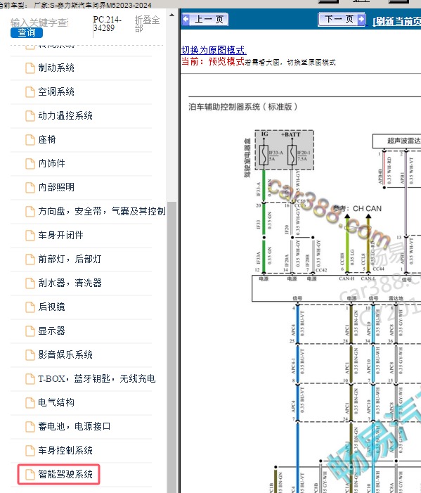 2023-2024年赛力斯汽车-问界M5 智能驾驶系统电路图