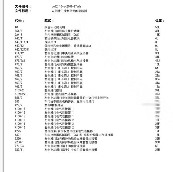 2023年奔驰V260滑动中门电路图