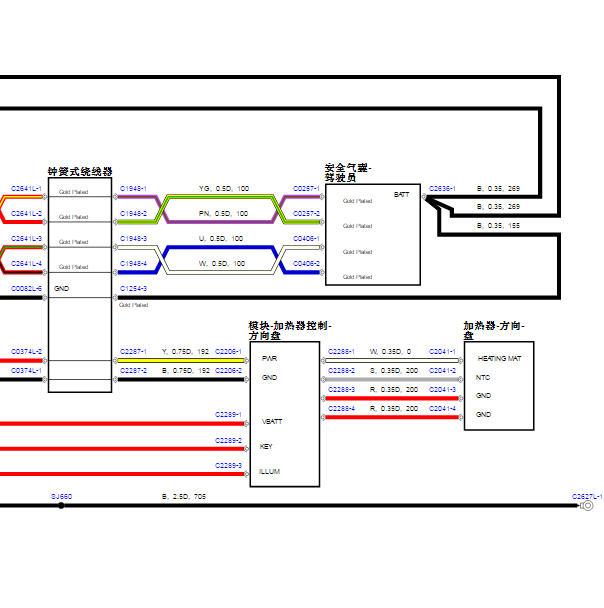 2013年路虎发现方向盘加热电路图