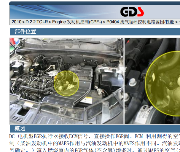 2010年起亚索兰托P0404故障码