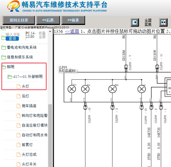 2012年福特福克斯大灯电路图