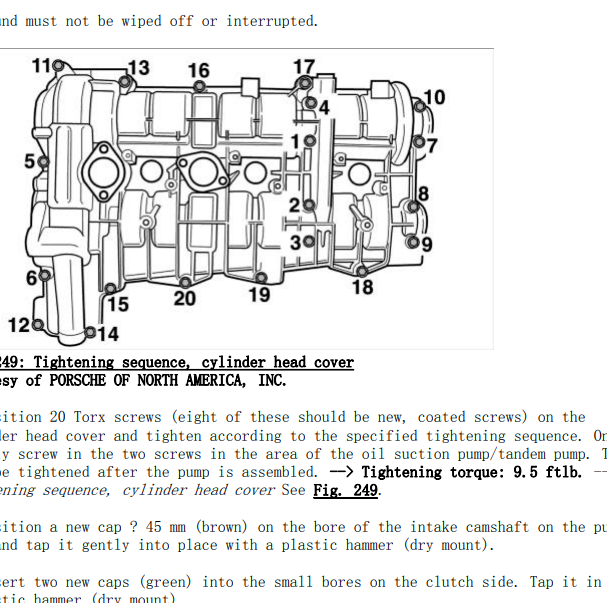 2010年保时捷911发动机维修扭矩资料
