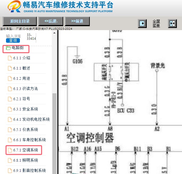 2023年长安汽车欧尚X7 PLUS空调压力开关电路图