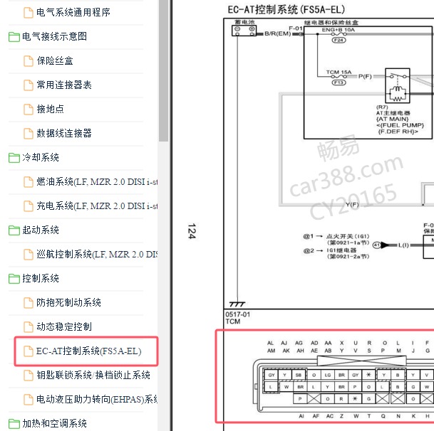 2009-2010年马自达3变速箱电路图和针脚