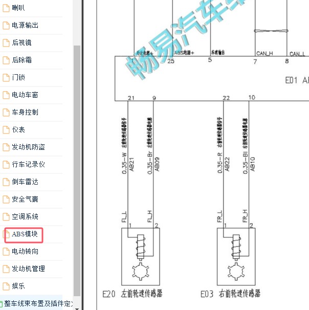 2020-2021年江淮瑞风M3 ABS电路图