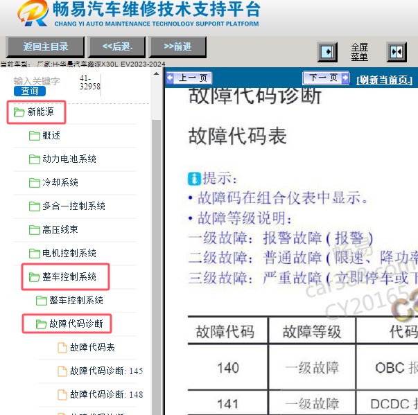 2023年华晨汽车-鑫源X30L EV 整车控制器故障码资料