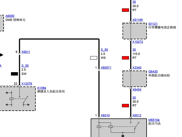 2012年宝马X5起动机电路图