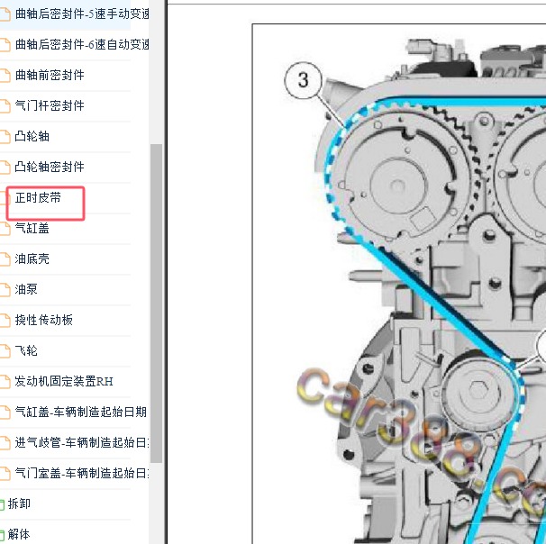 2017-2018年福特福睿斯1.5发动机正时