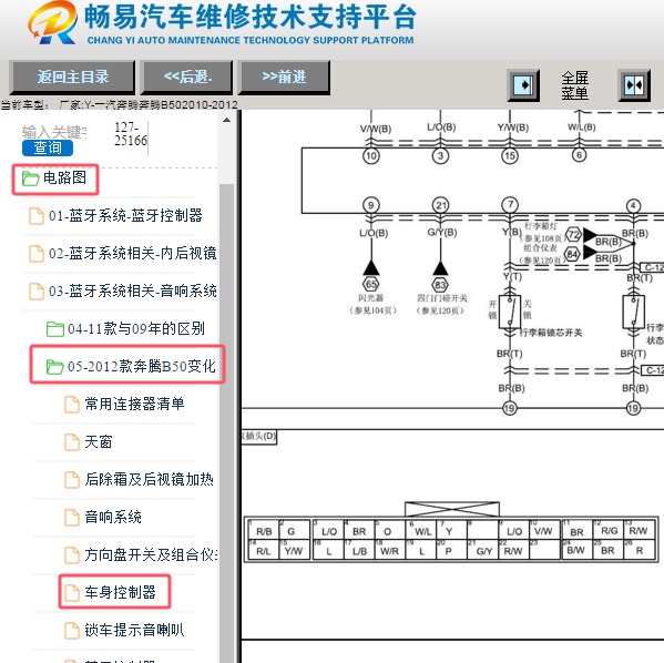2012年奔腾B50车身模块针脚图和电路图