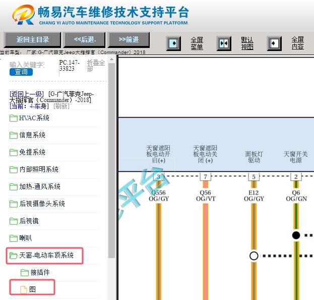 2018年吉普大指挥官天窗顶灯开关电路图