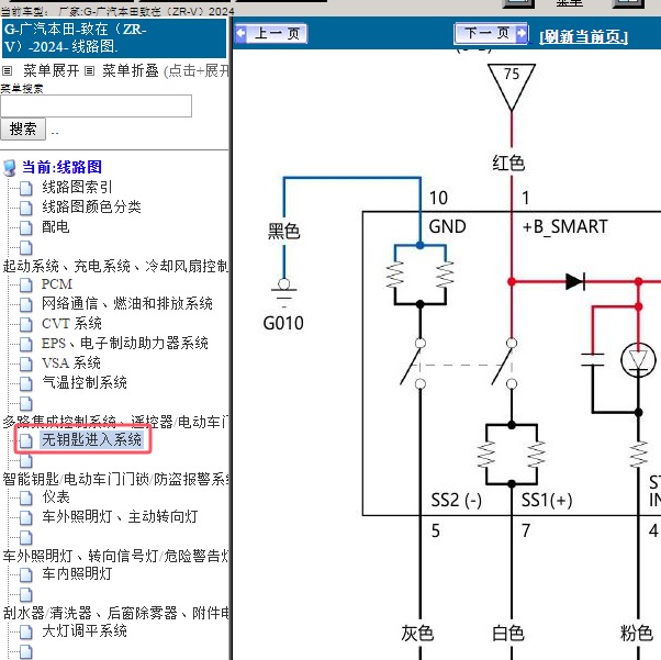 2024年广汽本田-致在（ZR-V）无钥匙进入系统电路图