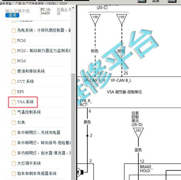 2024年广汽本田-缤智 VSA系统电路图