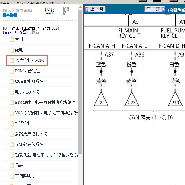 2024年广汽本田-奥德赛混合动力 通讯电路图
