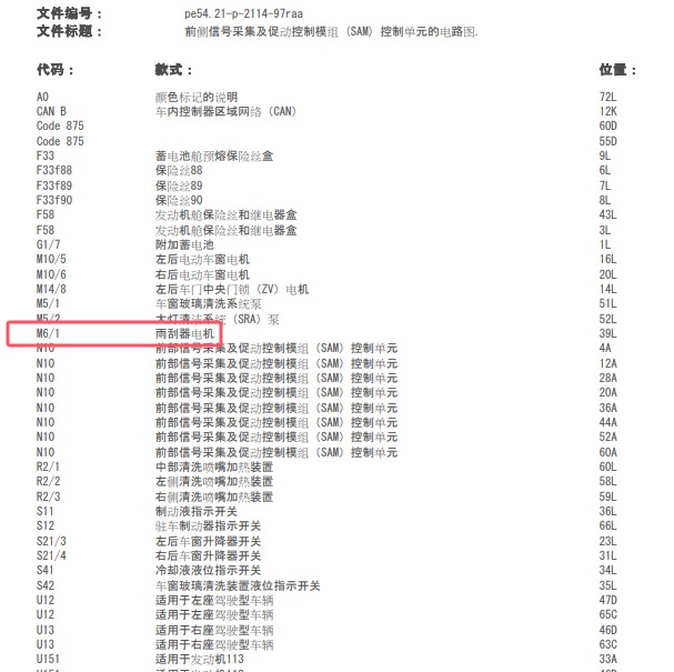 2017年奔驰R320前雨刮电路图.