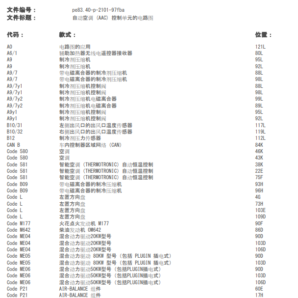 2015年奔驰C180L空调电路图