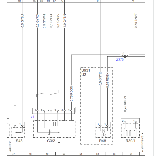 2008年奔驰GL350发动机氧传感器电路图