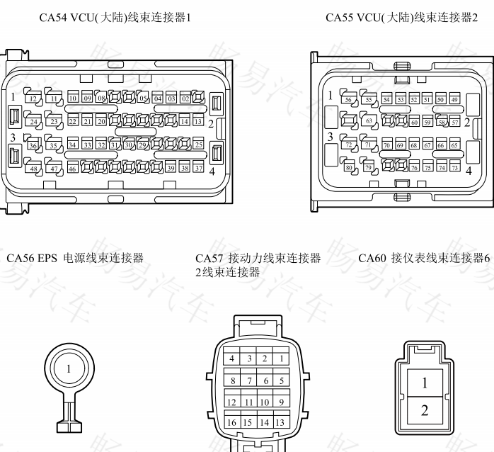 2016年吉利帝豪EV 4排VCU针脚图和电路图
