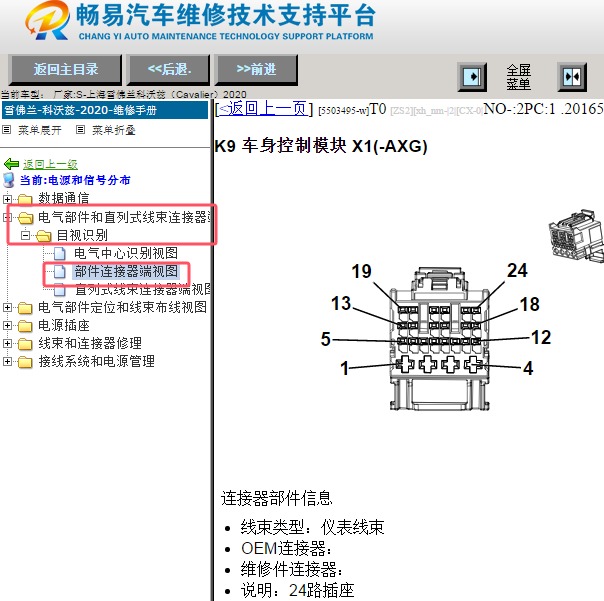 2020年雪佛兰科沃兹车身电脑端子资料