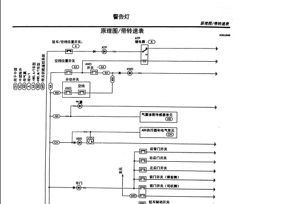 2008年郑州日产帕拉丁灯光电路图资料