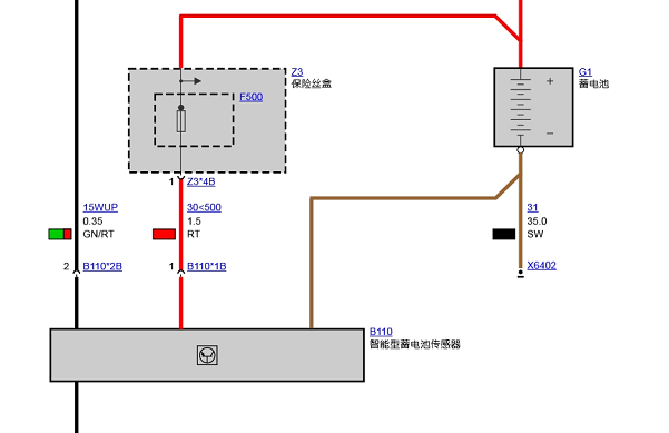 2014年宝马X4蓄电池传感器电路图
