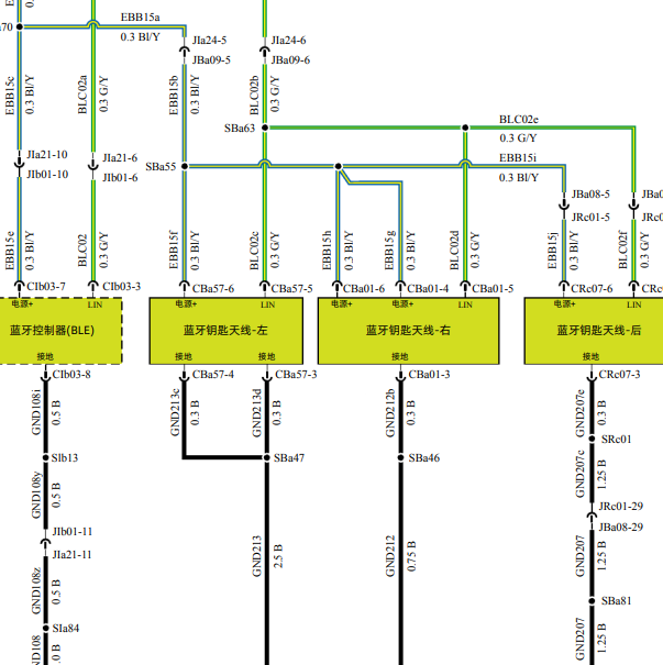 2023年阿维塔11遥控蓝牙天线电路图