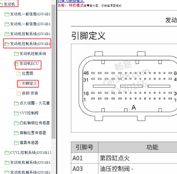 2018年哈佛H4发动机针脚定义