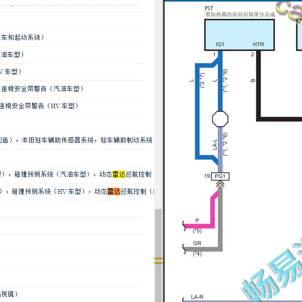 2020年丰田威兰达雷达电路图