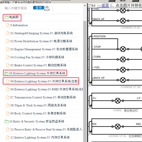2017-2018年上汽大通-大通T60 刹车灯电路图