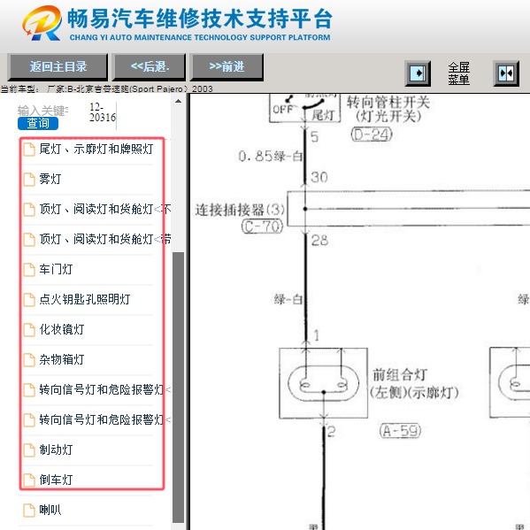 2003年北京吉普速跑小灯电路图