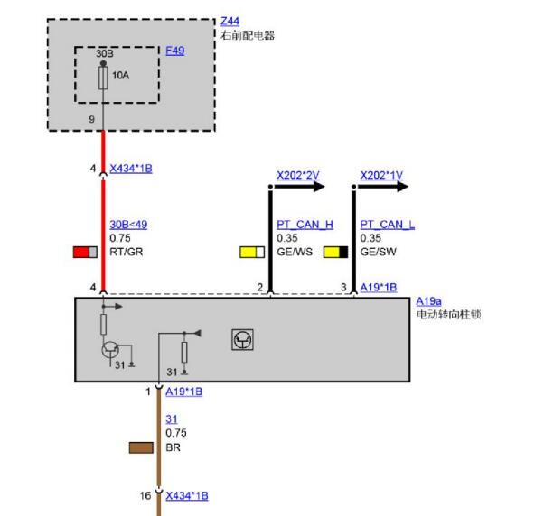 2020年宝马Z4转向柱电路图