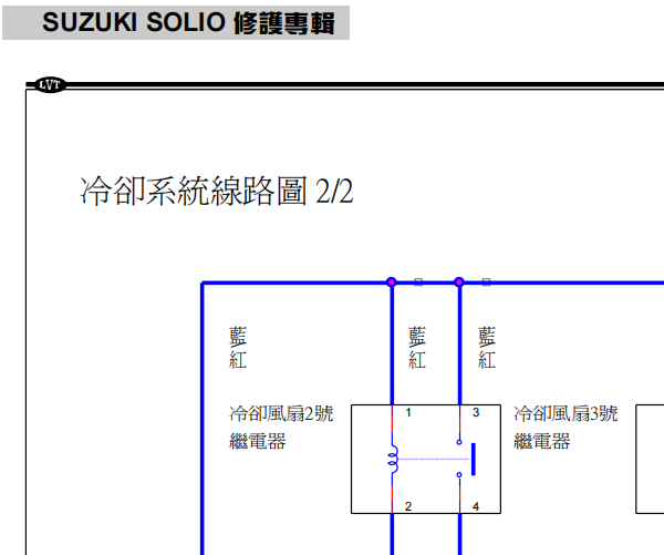 2003年铃木Solio 冷却风扇、空调和保险丝电路图