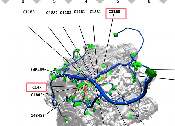 2019年福特猛禽C147、C109和C1168插头位置
