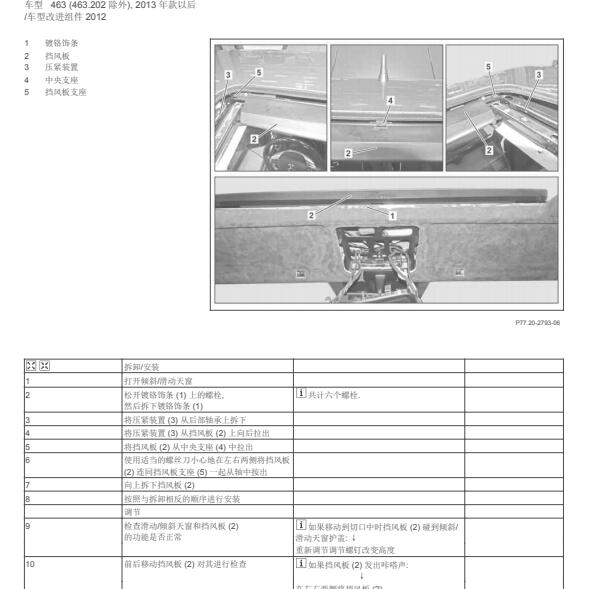 2009年奔驰G 55天窗遮阳板拆装资料