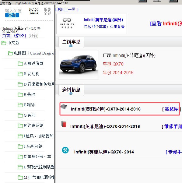 2014-2016Infiniti(英菲尼迪)-QX70 全车电路图
