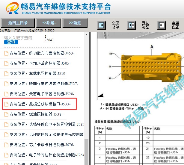 2019-2020年奥迪Q7网关电脑针脚资料