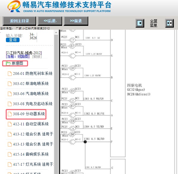 2012年江铃域虎四驱电路图